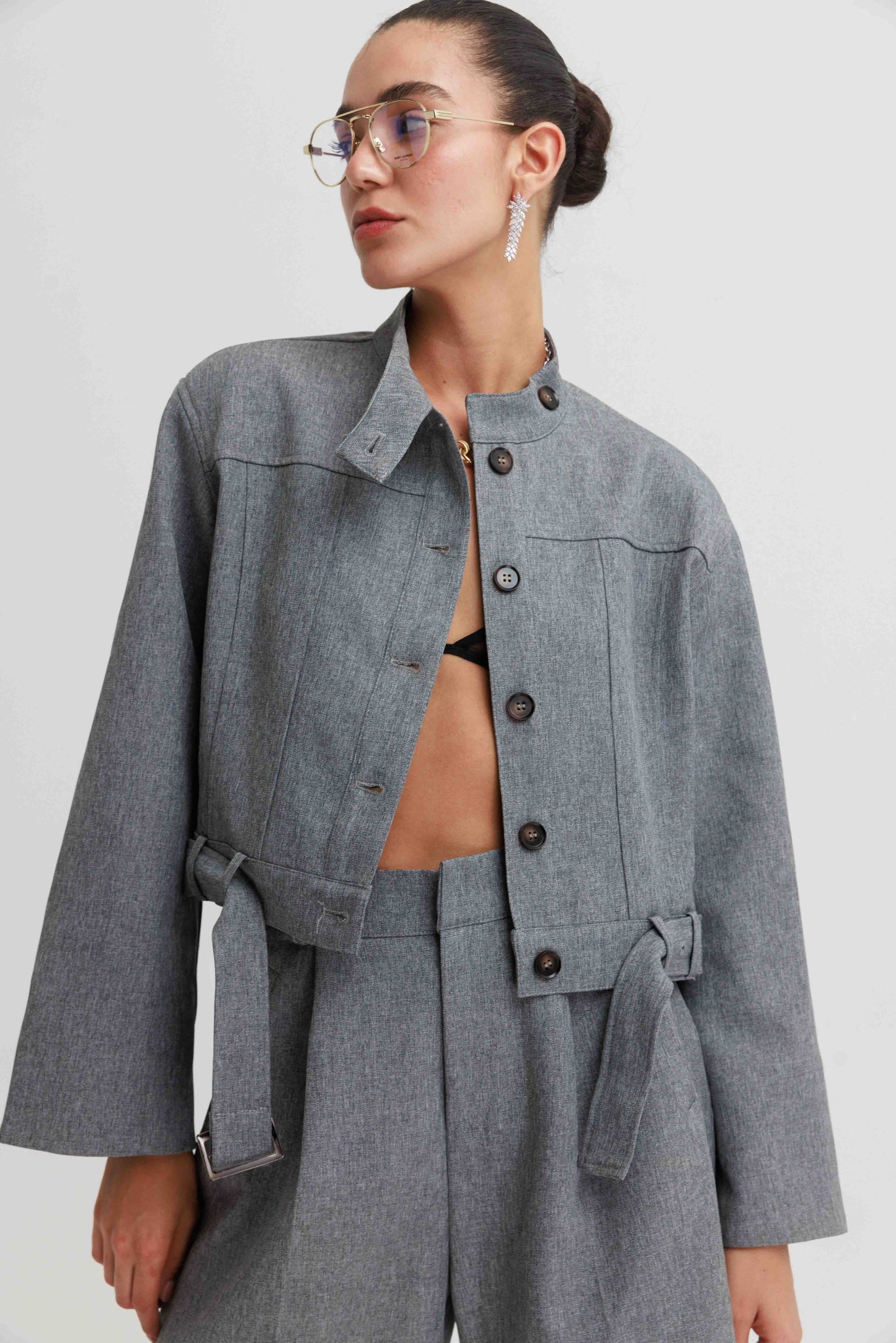 חליפת ברמודה שיינה- אפור