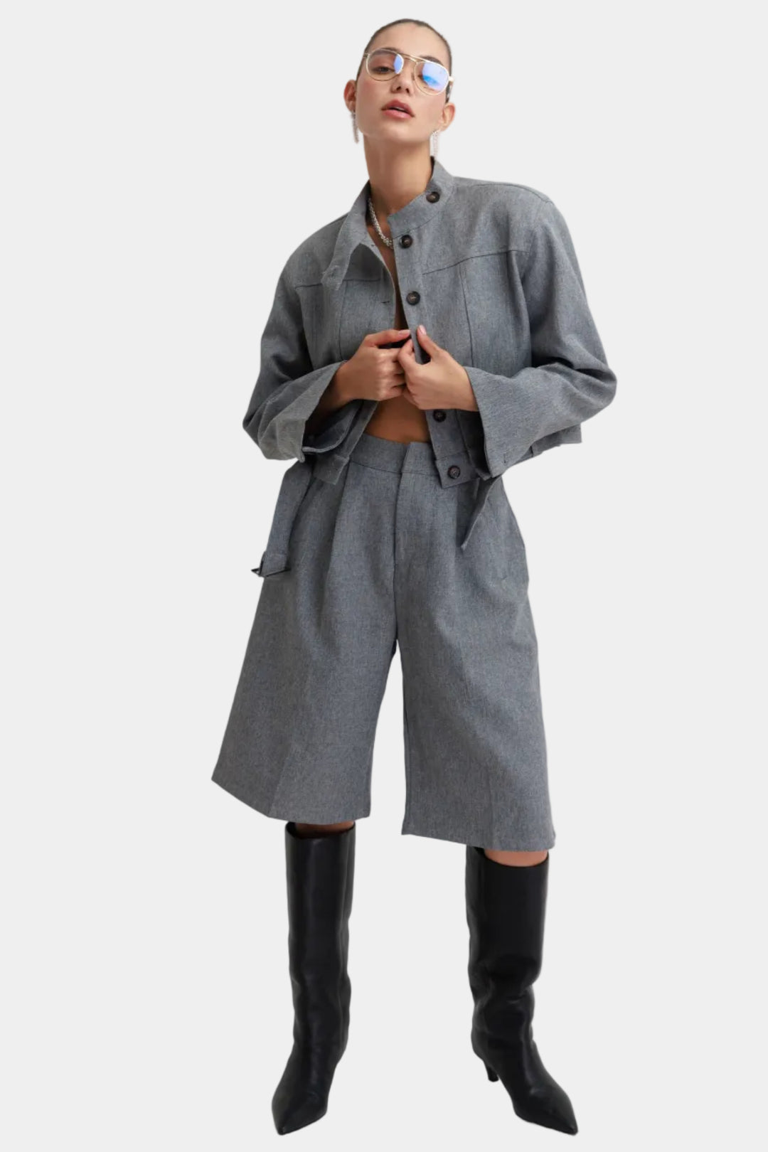 חליפת ברמודה שיינה - אפור