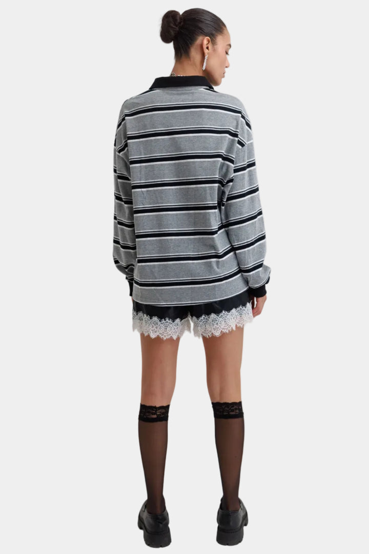 חולצת פסים לילי- אפור