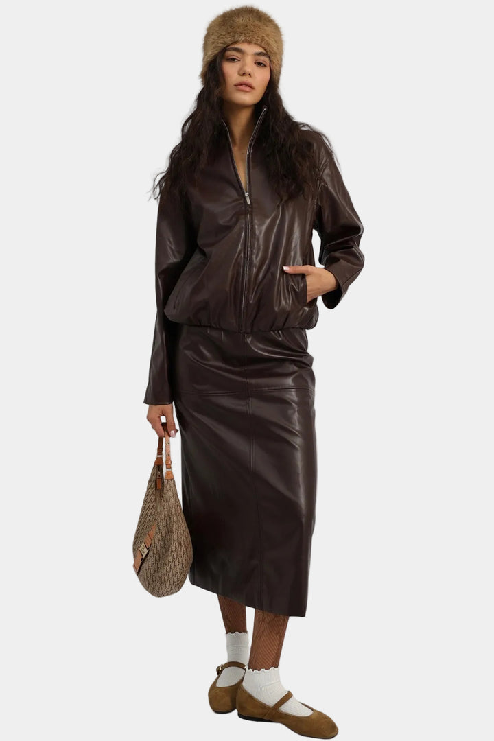 חליפת חצאית טרייסי - בורדו