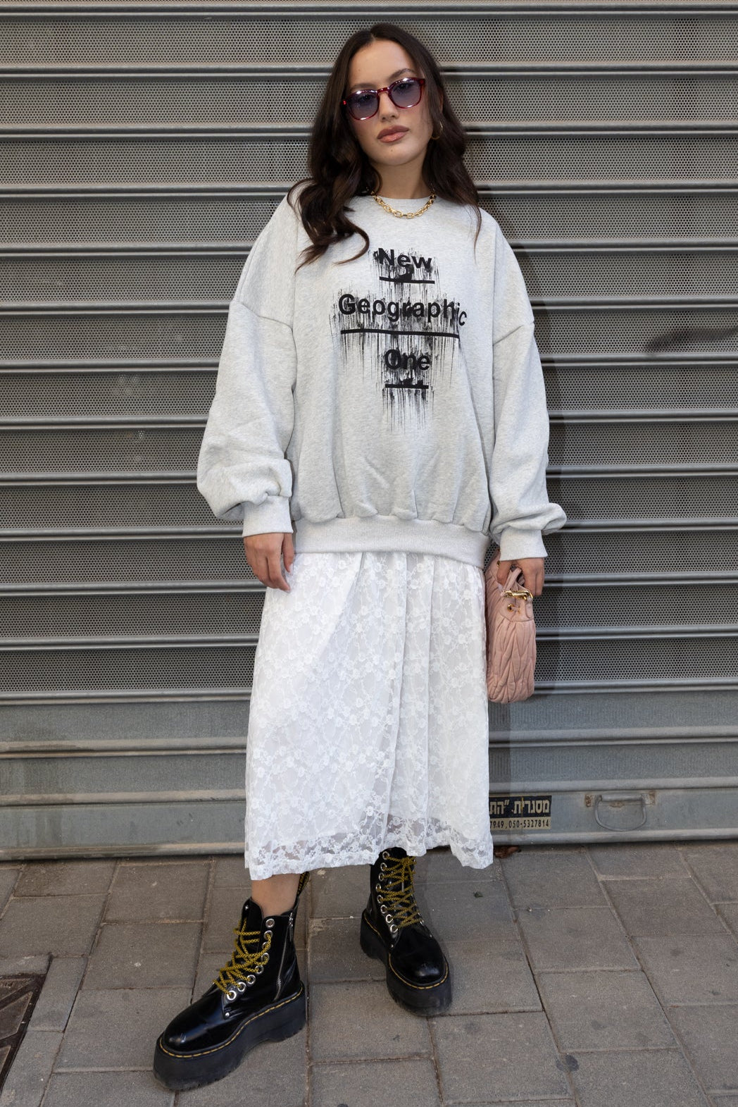 שמלת סווטשירט מנדי - אפור