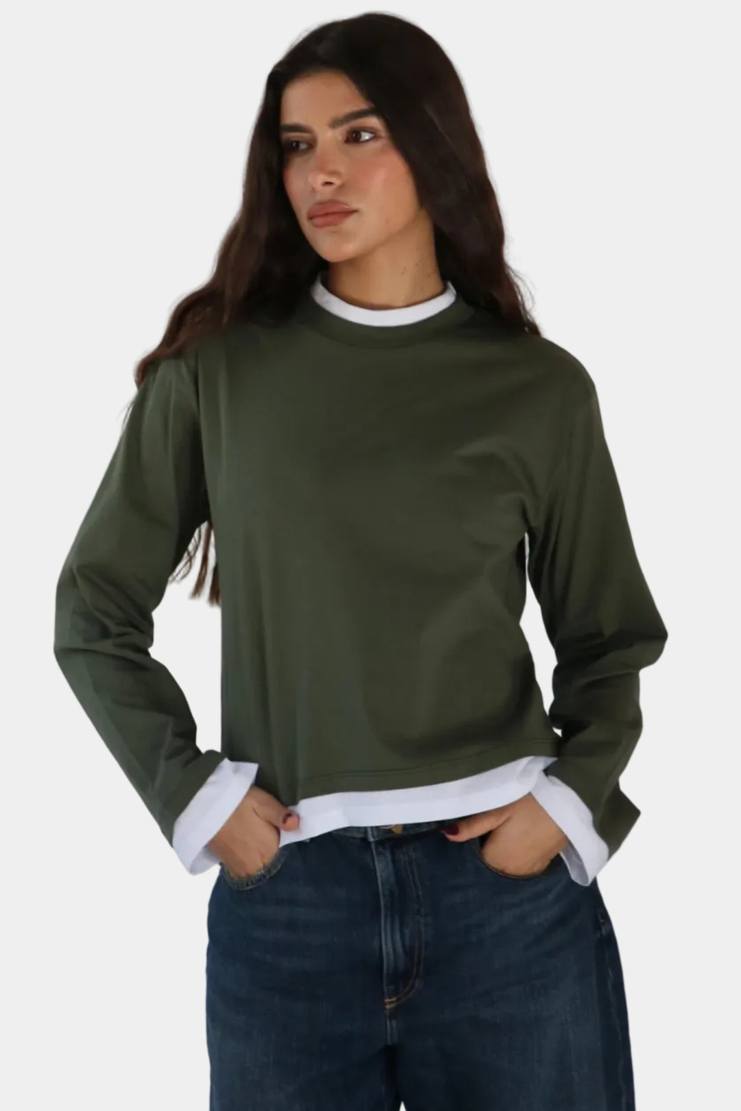 חולצת בייסיק מיקדו - ירוק זית