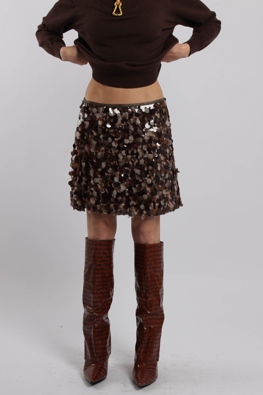 חצאית פאייטים חום