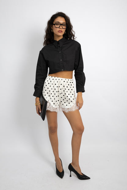 חולצה מכופתרת קרופ דני - שחור