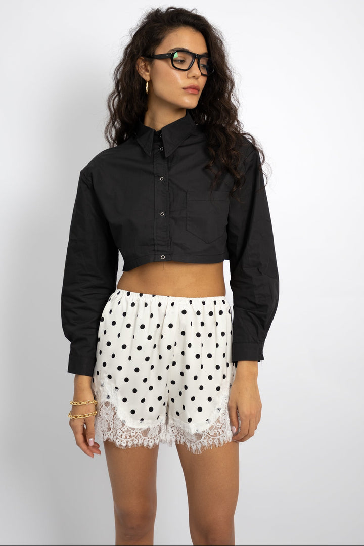 מכנסי שורטס פולקה- לבן נקודות