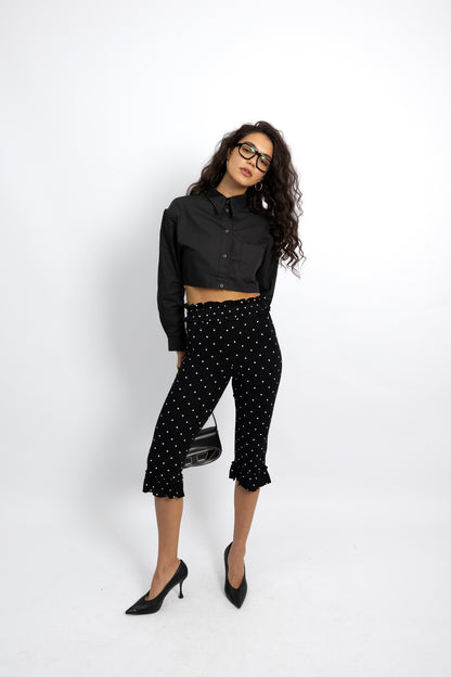 חולצה מכופתרת קרופ דני - שחור