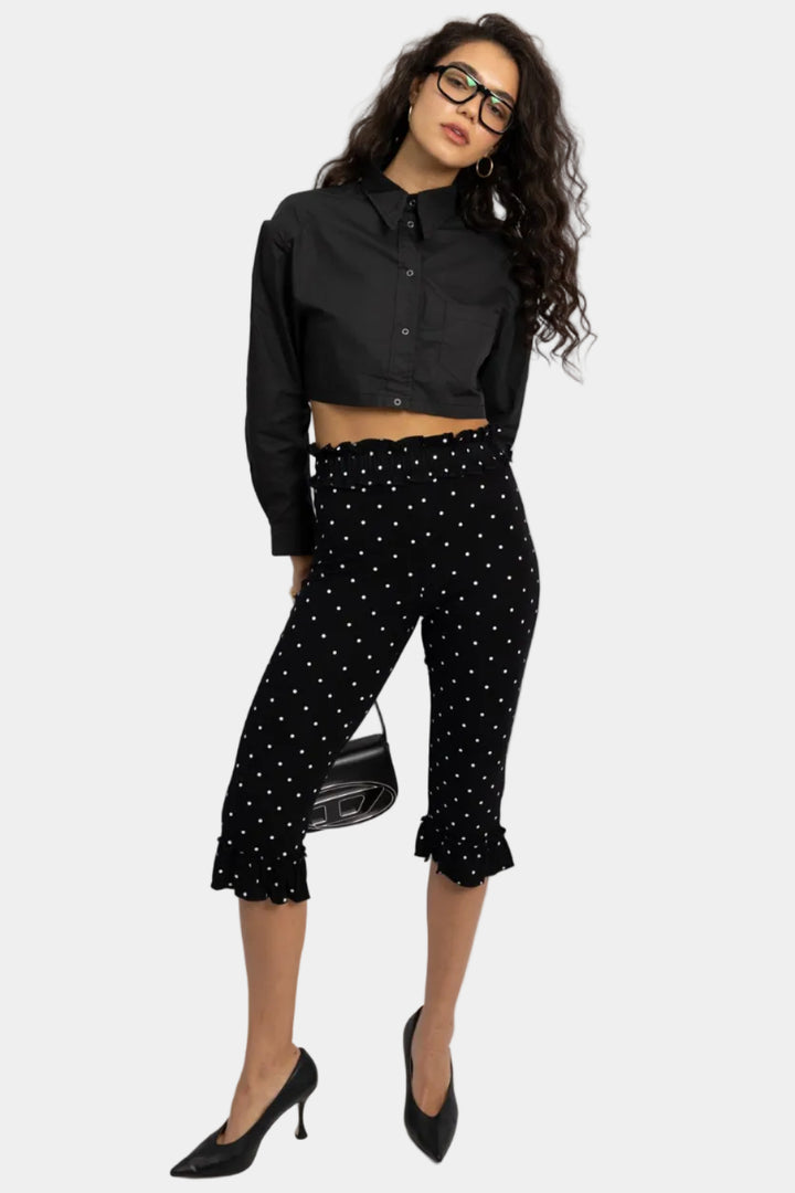 חולצה מכופתרת קרופ דני - שחור