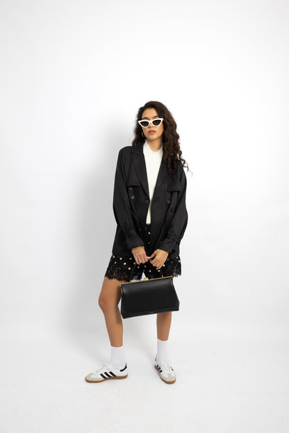 מכנסי שורטס פולקה - שחור