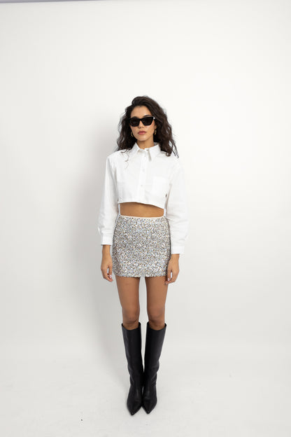 חולצה מכופתרת קרופ דני - שחור