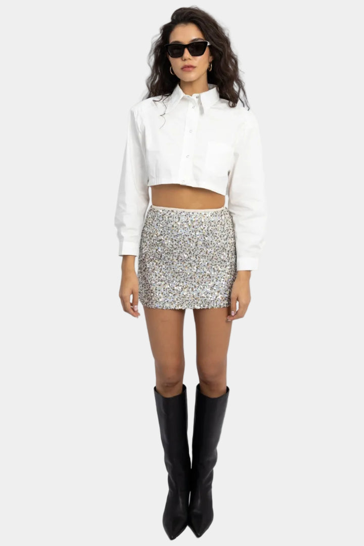 חולצה מכופתרת קרופ דני - לבן