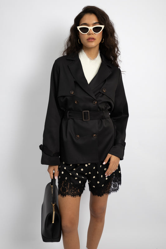 גקט טרנץ קצר - שחור