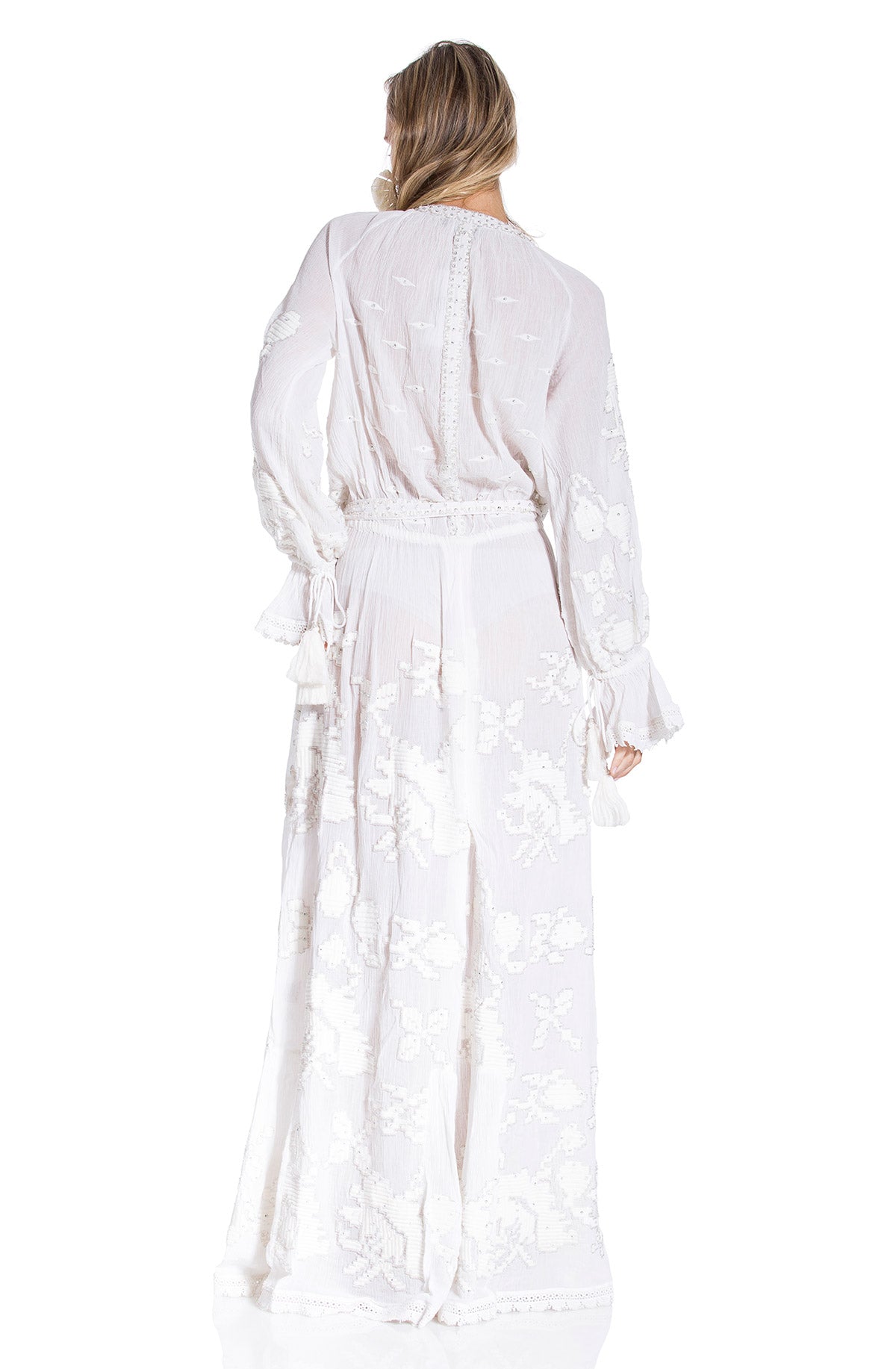 שמלת בוהו בעבודת יד - לבנה