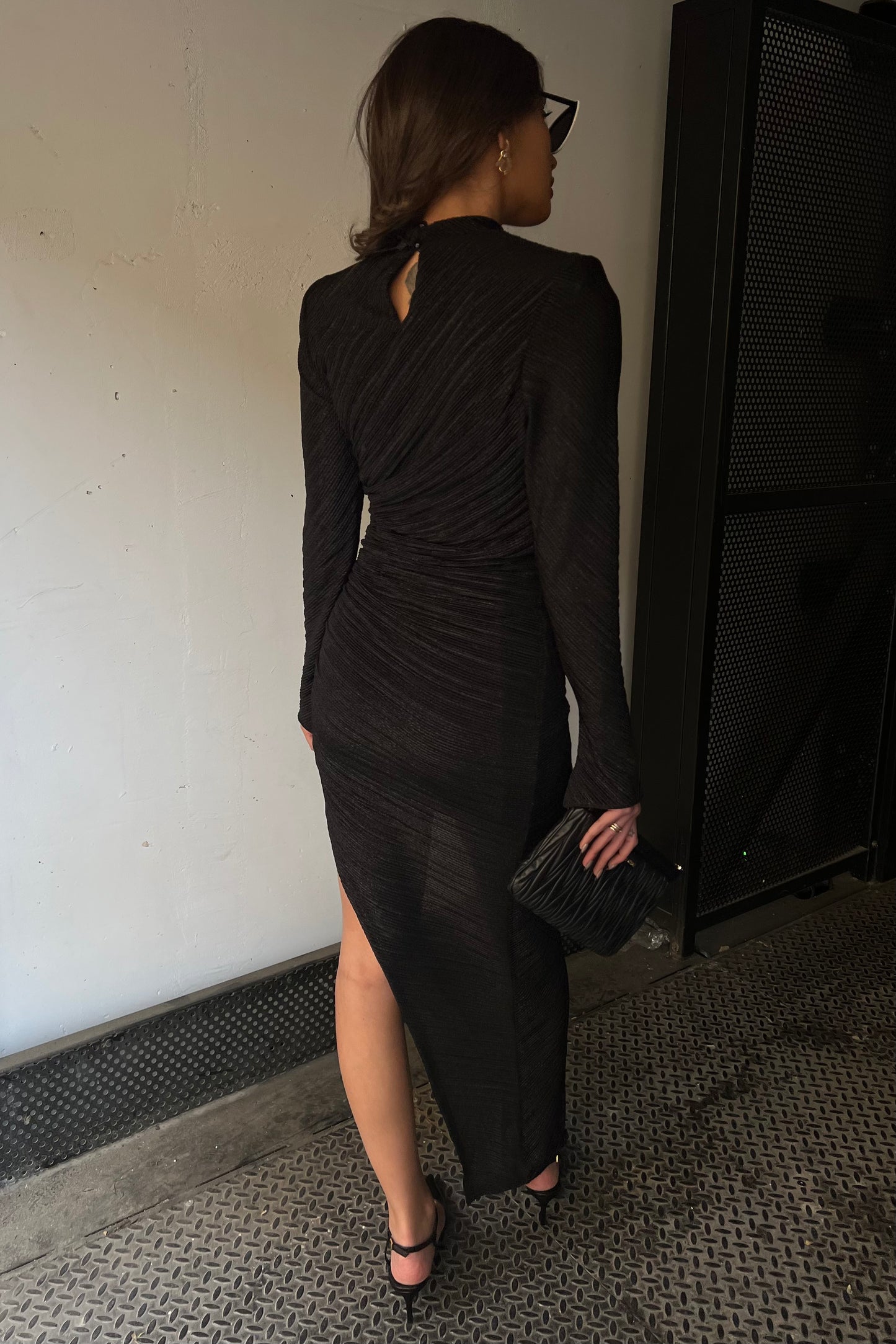 ⁨ שמלת אמיליה מקסי - שחור⁩